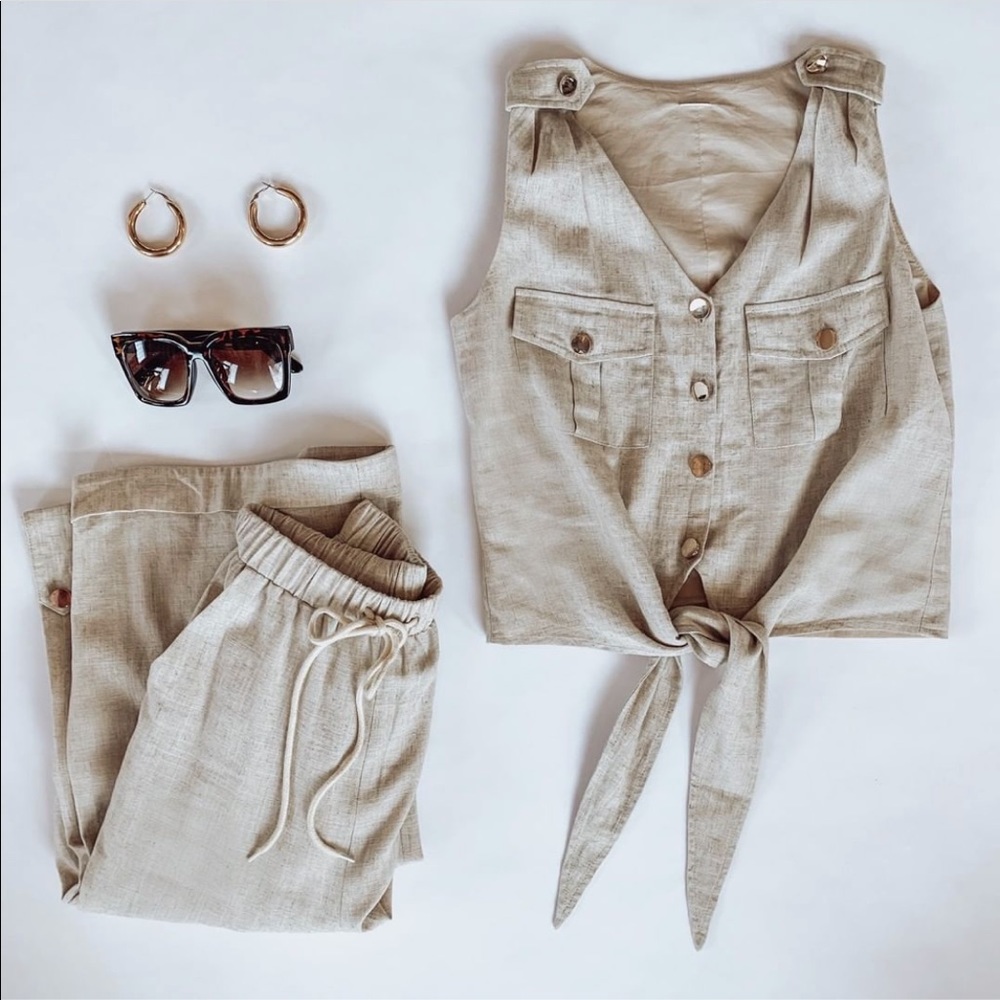By Egreis beige linen set - new - nwt - size medium